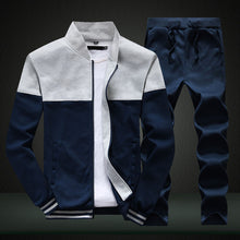 Load image into Gallery viewer, Men Sets Fashion Sporting Suit Patchwork Zipper Sweatshirt +Sweatpants 2 Pieces Sets Slim Tracksuit