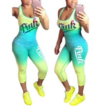 Load image into Gallery viewer, Sexy Pink Letter Print Tracksuits Women Two Piece Set Women Plus Size Tracksuit Summer Slimming Casual Pant Suits Sets Outfits