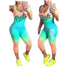 Load image into Gallery viewer, Sexy Pink Letter Print Tracksuits Women Two Piece Set Women Plus Size Tracksuit Summer Slimming Casual Pant Suits Sets Outfits