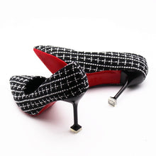 Load image into Gallery viewer, Women Fashion Black Plaid Slip on High Heel Shoes Lady Casual High Quality Spring Shoes