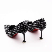 Load image into Gallery viewer, Women Fashion Black Plaid Slip on High Heel Shoes Lady Casual High Quality Spring Shoes