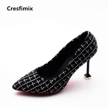 Load image into Gallery viewer, Women Fashion Black Plaid Slip on High Heel Shoes Lady Casual High Quality Spring Shoes