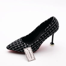 Load image into Gallery viewer, Women Fashion Black Plaid Slip on High Heel Shoes Lady Casual High Quality Spring Shoes