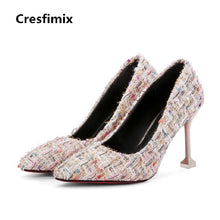 Load image into Gallery viewer, Women Fashion Black Plaid Slip on High Heel Shoes Lady Casual High Quality Spring Shoes