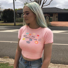 Load image into Gallery viewer, ArtSu Kawaii Pink T-shirts for women 2020 Harajuku Cartoon Bear Printed Sexy Crop Top Summer Casual Tops Friends Female T-shirt