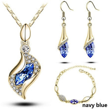 Load image into Gallery viewer, Gold Silver Crystal Necklace and Earring African set  for women