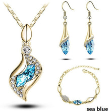 Load image into Gallery viewer, Gold Silver Crystal Necklace and Earring African set  for women