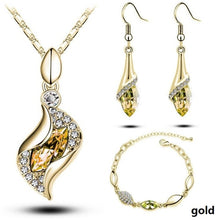 Load image into Gallery viewer, Gold Silver Crystal Necklace and Earring African set  for women