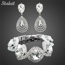 Load image into Gallery viewer, Fashion Wedding Bridal Jewelry Sets For Women Rhinestone Austrian Crystal Jewelry Set Bracelet Earrings Set Indian Accessories