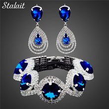 Load image into Gallery viewer, Fashion Wedding Bridal Jewelry Sets For Women Rhinestone Austrian Crystal Jewelry Set Bracelet Earrings Set Indian Accessories