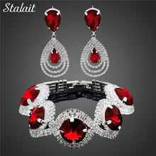 Load image into Gallery viewer, Fashion Wedding Bridal Jewelry Sets For Women Rhinestone Austrian Crystal Jewelry Set Bracelet Earrings Set Indian Accessories