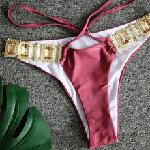 Load image into Gallery viewer, Crystal Diamond Halter Brazilian Swimwear Two piece Bikini set Thong