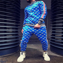 Load image into Gallery viewer, New 3D Colorful Plaid Men Sport Zipper suit Autumn Tracksuit Set Male Sweatshirt Running Jackets Men Tracksuit Sets gym Mens set