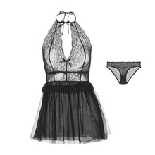 Load image into Gallery viewer, sexy mousse evening wear sexy night gowns with thong sets halter backless mesh lace fabric wedding use young girl new