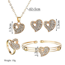 Load image into Gallery viewer, Fashion Jewelry Luxury Gold-color Romantic Austrian Crystal heart shape Chain Necklace Earrings Jewelry Sets