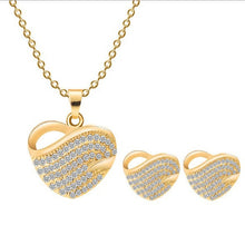 Load image into Gallery viewer, Fashion Jewelry Luxury Gold-color Romantic Austrian Crystal heart shape Chain Necklace Earrings Jewelry Sets