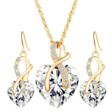 Load image into Gallery viewer, Fashion Jewelry Luxury Gold-color Romantic Austrian Crystal heart shape Chain Necklace Earrings Jewelry Sets