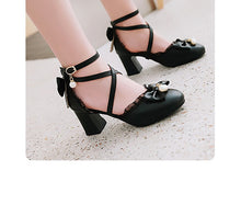 Load image into Gallery viewer, Women Retro Harajuku Kawaii Style High Heel Shoes Woman Ankle Strap Pumps