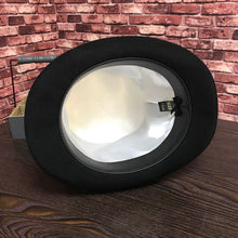 Load image into Gallery viewer, Black Men Woolen Fedora Hat Flat Mad Hatter Top Hat Traditional President Party Hat Steampunk Magic Hat with feather