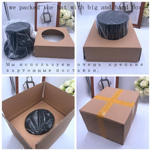 Load image into Gallery viewer, Black Men Woolen Fedora Hat Flat Mad Hatter Top Hat Traditional President Party Hat Steampunk Magic Hat with feather