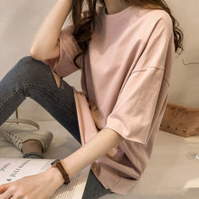 Load image into Gallery viewer, Candy Color Short Sleeve Loose T-Shirts Girls Summer O-Neck  Women T-Shirt Lady Tops