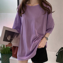 Load image into Gallery viewer, Candy Color Short Sleeve Loose T-Shirts Girls Summer O-Neck  Women T-Shirt Lady Tops