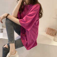 Load image into Gallery viewer, Candy Color Short Sleeve Loose T-Shirts Girls Summer O-Neck  Women T-Shirt Lady Tops