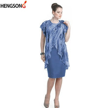 Load image into Gallery viewer, Plus Size Summer Dress Women&#39;s Clothing Knee-Length Fake Two-Piece Dress Large Size Chiffon Ruffles Fashion Women&#39;s Dress