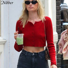 Load image into Gallery viewer, Solid basic knit full sleeve bottoming shirt women single-breasted casual top tee shirt