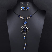 Load image into Gallery viewer, Jewelry Sets For Women Red Blue Long Round Tassel Pendant Necklace Drop Earrings Sets Gift