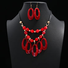 Load image into Gallery viewer, Jewelry Sets For Women Red Blue Long Round Tassel Pendant Necklace Drop Earrings Sets Gift