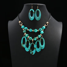 Load image into Gallery viewer, Jewelry Sets For Women Red Blue Long Round Tassel Pendant Necklace Drop Earrings Sets Gift