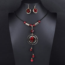 Load image into Gallery viewer, Jewelry Sets For Women Red Blue Long Round Tassel Pendant Necklace Drop Earrings Sets Gift