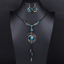 Load image into Gallery viewer, Jewelry Sets For Women Red Blue Long Round Tassel Pendant Necklace Drop Earrings Sets Gift