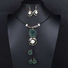 Load image into Gallery viewer, Jewelry Sets For Women Red Blue Long Round Tassel Pendant Necklace Drop Earrings Sets Gift