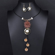 Load image into Gallery viewer, Jewelry Sets For Women Red Blue Long Round Tassel Pendant Necklace Drop Earrings Sets Gift