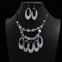 Load image into Gallery viewer, Jewelry Sets For Women Red Blue Long Round Tassel Pendant Necklace Drop Earrings Sets Gift