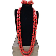 Load image into Gallery viewer, Dudo Jewelry Men Jewelry Set African Nigerian 100% Original Big Coral Beads Jewelry Set 2 Layers Necklace Bracelet Set Jewellery