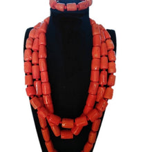 Load image into Gallery viewer, Dudo Jewelry Men Jewelry Set African Nigerian 100% Original Big Coral Beads Jewelry Set 2 Layers Necklace Bracelet Set Jewellery