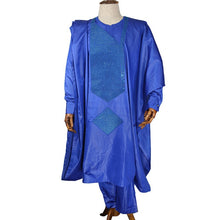 Load image into Gallery viewer, H&amp;D 2019 men african clothes tops pants 3PCS agbada suit long sleeve formal attire embroidery pattern with stones robe africaine