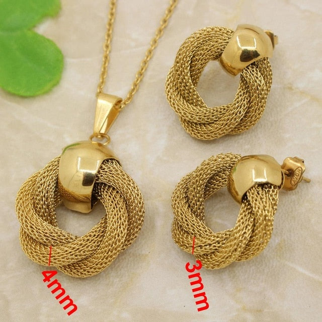 Women Stainless Steel Jewelry Sets Pendants And Earrings