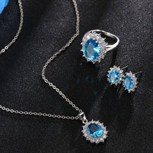 Load image into Gallery viewer, Blue Crystal Stone Wedding Jewelry Sets For Brides Silver Color Necklace Set For Women African Jewelry Sets &amp; More