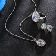 Load image into Gallery viewer, Blue Crystal Stone Wedding Jewelry Sets For Brides Silver Color Necklace Set For Women African Jewelry Sets &amp; More