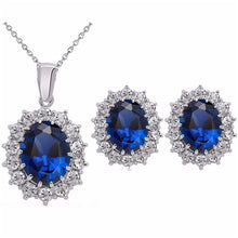 Load image into Gallery viewer, Blue Crystal Stone Wedding Jewelry Sets For Brides Silver Color Necklace Set For Women African Jewelry Sets &amp; More