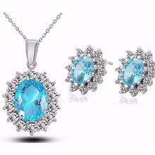 Load image into Gallery viewer, Blue Crystal Stone Wedding Jewelry Sets For Brides Silver Color Necklace Set For Women African Jewelry Sets &amp; More