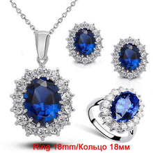 Load image into Gallery viewer, Blue Crystal Stone Wedding Jewelry Sets For Brides Silver Color Necklace Set For Women African Jewelry Sets &amp; More