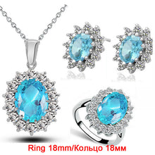 Load image into Gallery viewer, Blue Crystal Stone Wedding Jewelry Sets For Brides Silver Color Necklace Set For Women African Jewelry Sets &amp; More