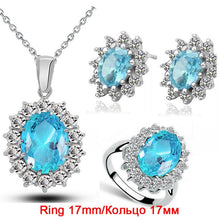 Load image into Gallery viewer, Blue Crystal Stone Wedding Jewelry Sets For Brides Silver Color Necklace Set For Women African Jewelry Sets &amp; More