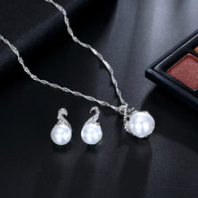 Load image into Gallery viewer, Jewelry Sets Wedding Silver Color Earrings Simulated Pearl Jewelry Set Women Necklace Set