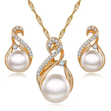 Load image into Gallery viewer, Jewelry Sets Wedding Silver Color Earrings Simulated Pearl Jewelry Set Women Necklace Set